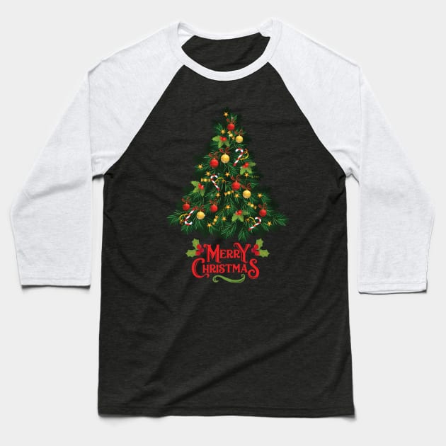 Merry Christmas Tree Baseball T-Shirt by starryskin